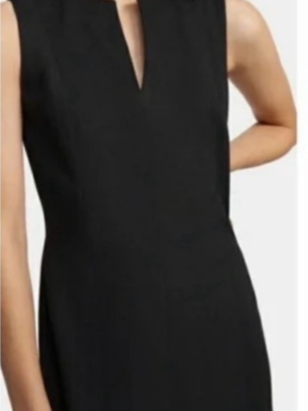 Theory Black Sleeveless midi V-Notch Shift Dress